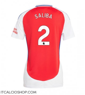 Arsenal William Saliba #2 Prima Maglia Femmina 2024-25 Manica Corta